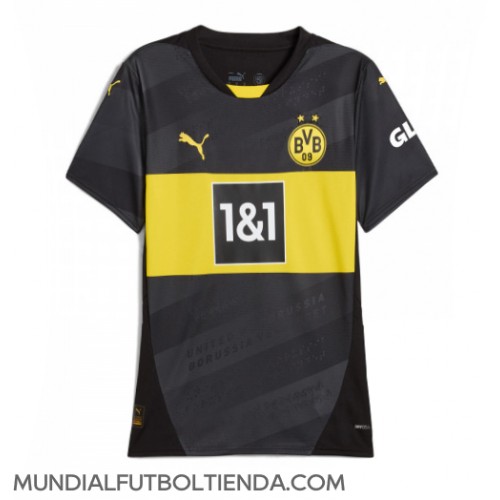 Camiseta Borussia Dortmund Segunda Equipación Replica 2024-25 para mujer mangas cortas